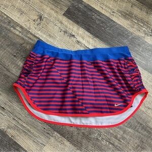 Nike Royal & Red Dri Fit Running Short/Skort Blue Red Striped Pocket Sz. M B51